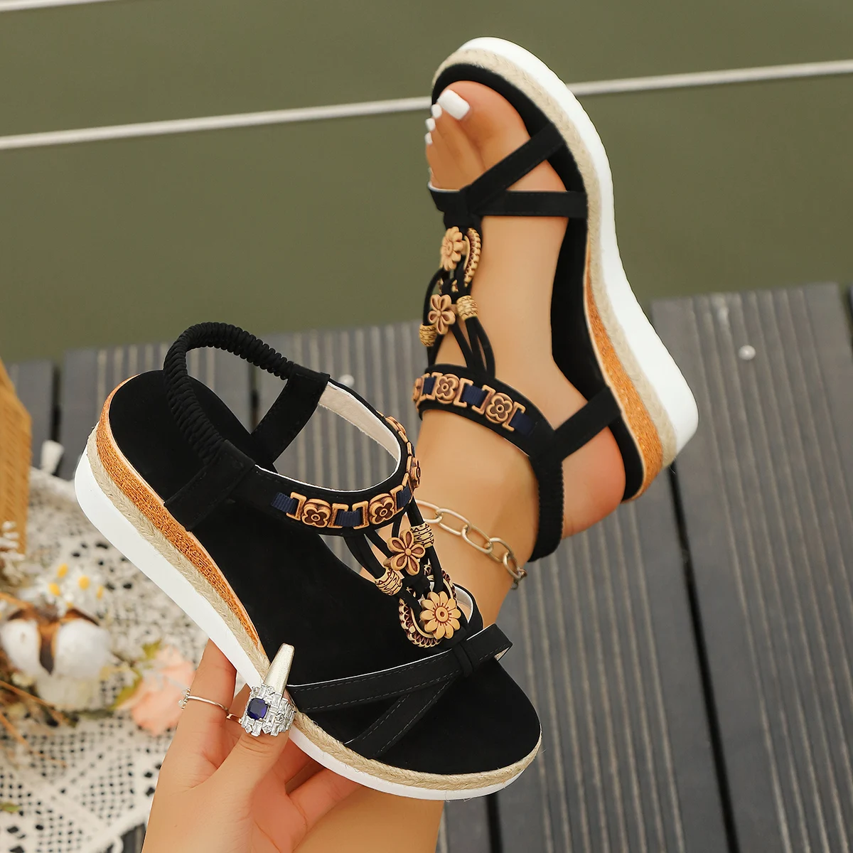 النساء صندل خشبي صيف 2024 مضفر - مراجعة Water Shoes وسعره